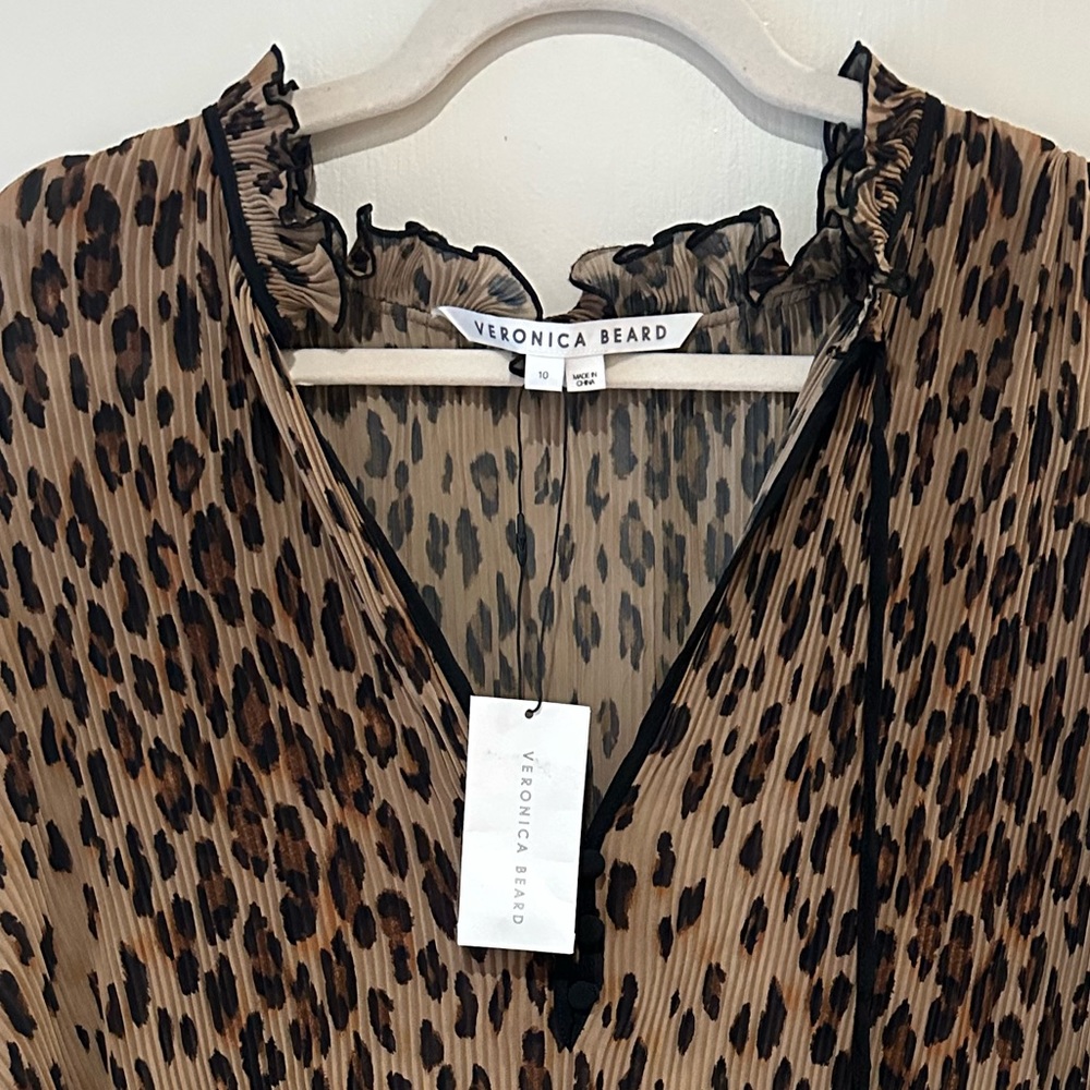 Veronica Beard Luvie Leopard Dress Sz 10 - Picture 7 of 9